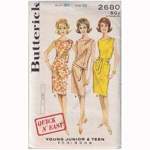 60s Shift Dress with Bateau Neckline Easy Simplicity 2680